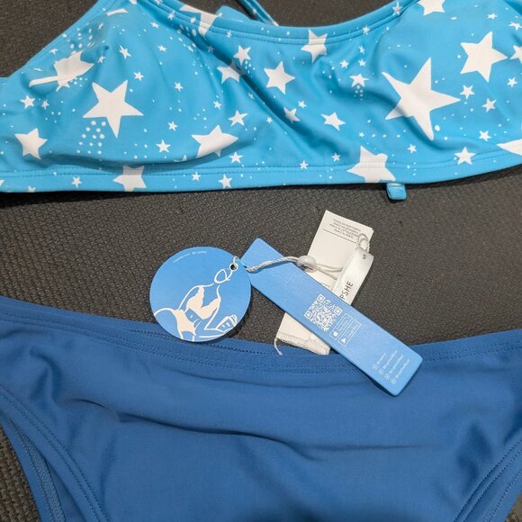 Cupshe 4th of July Starlight Cross Back Bralette Extra Cheeky High Waist Bikini - Picture 13 of 13